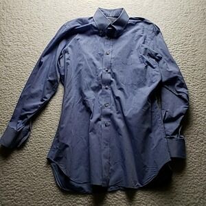 Executive Collection Dress Shirt Mens XL Blue Chambray Classic Fit Long Sleeve